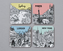 Load image into Gallery viewer, Set of 4 City Illustration Coasters
